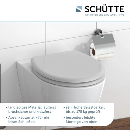 WC-deska Schütte siva duroplast z avtomatskim spuščanjem in hitrim odpenjanjem