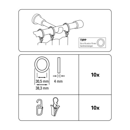 Gardinia Zavesni obroči Europa antično medeninasti