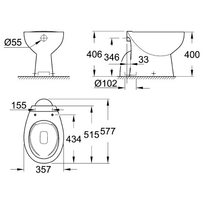 Grohe Stoječa WC-školjka z globinskim izpiranjem Keramika Alpsko bela
