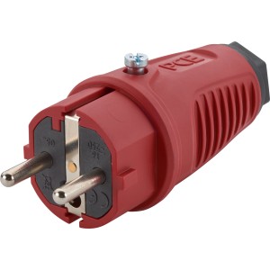 Vtič z zaščitnim kontaktom guma temno rdeče barve