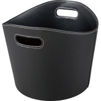 Košara za drva v videzu usnja Ø 39 cm črna