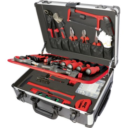 Ellix Kovček za orodje na kolesih črno-aluminijast 299-delni