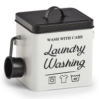 Zeller Present Škatla za pralni prašek Laundry kovinska belo-črna 4,5 l