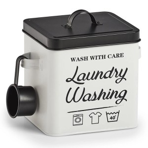 Zeller Present Škatla za pralni prašek Laundry kovinska belo-črna 4,5 l