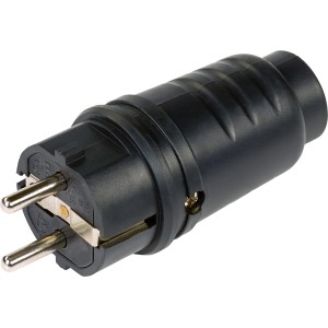 Vtič z zaščitnim kontaktom guma črne barve