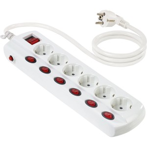 OBI Namizni razdelilnik s 6 vtičnicami, bel, 1,5 m