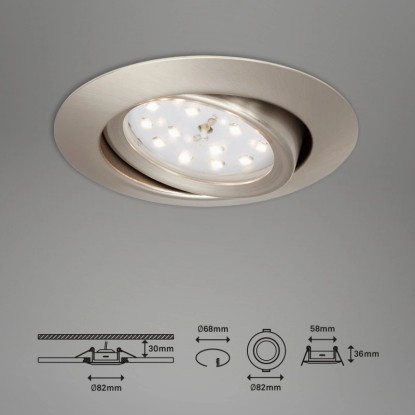 Briloner LED vgradna svetilka mat nikelj