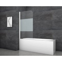 Aurlane Zložljiva stena za kopalno kad White Classic 80 x 140 cm bela 1-krilna