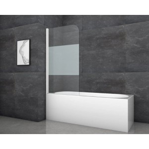 Aurlane Zložljiva stena za kopalno kad White Classic 80 x 140 cm bela 1-krilna