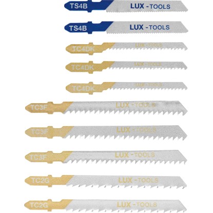 LUX-TOOLS 10-delni komplet listov za vbodno žago s T-držalom z zavitim rezom