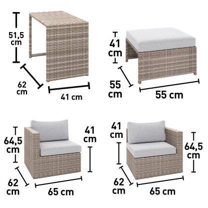 Balkonska garnitura Olea Compact 5-delna poliratan svetlo siva