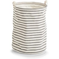 Zeller Present Zbiralnik za perilo Stripes Canvas Ø 38 cm x 48 cm sivo-bela