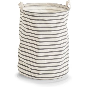 Zeller Present Zbiralnik za perilo Stripes Canvas Ø 38 cm x 48 cm sivo-bela