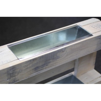 Pocinkano cvetlično korito za gradnjo s paletami 38 cm x 13 cm x 9,5 cm srebrno