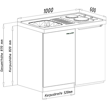 Respekta Mini kuhinja Pantry 100S 100 cm bela