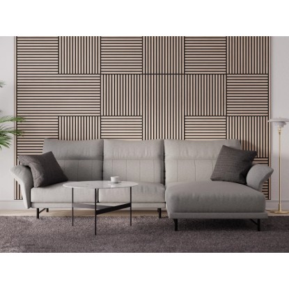 Akustična stenska obloga hrast MDF natur akustični filc črna 119,8 cm