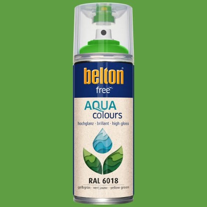 Belton Free PU-lak na vodni osnovi RAL 6018 Rumeno-zelena visokega sijaja 400 ml