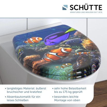 WC-deska Schütte Sea Life duroplast avtomatsko spuščanje hitro odpenjanje