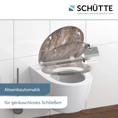 WC-deska Schütte Old Wood duroplast avtomatsko spuščanje hitro odpenjanje