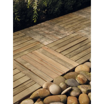 Rebrasta lesena ploščica Zelena tlačno impregnirana 50 cm x 3,2 cm x 50 cm