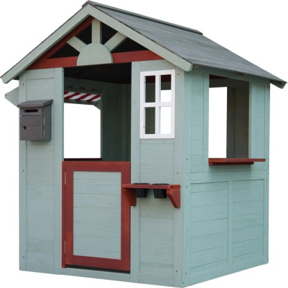 Otroška igralna hiška FSC® jelka 109 cm x 112 cm x 137 cm sivo-rdeče-bela