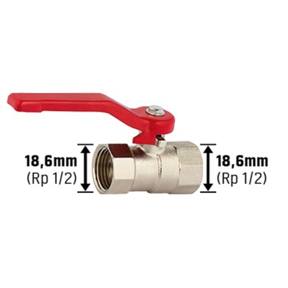LUX-TOOLS Krogelni ventil Ø 18,6 mm (Rp 1/2) Notranji navoj Medenina