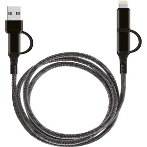 USB 4 v 1 polnilni in podatkovni kabel USB A USB C hitri črn