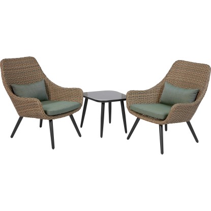 Komplet balkonskega pohištva Aliceville 3-delni poliratan zeleno-siva