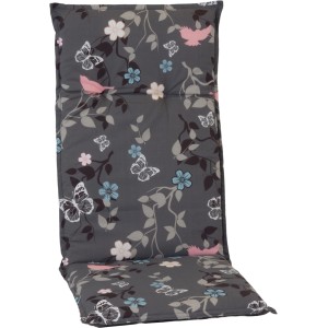 Blazina za stol z visokim naslonjalom Bregenz siva s cvetlicami
