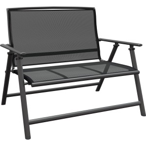 Zložljiva klop Vigo aluminij tekstilen sivo-črna 96 cm x 118 cm x 67 cm