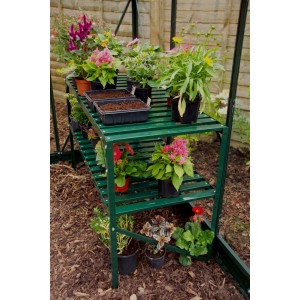 Aluminijasta miza 2 odlagalni površini 121 cm x 54 cm Zelena