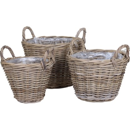 Naturrattan Korb rund konisch mit Griffen inkl. Polybeutel 30x23/30cm