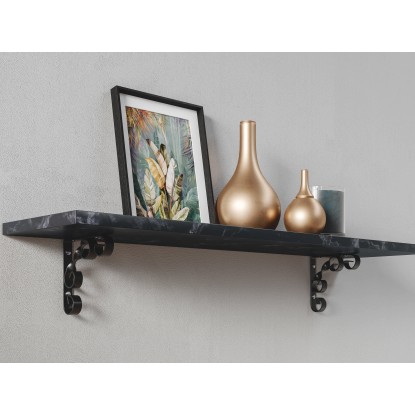Stenski regal iz MDF Oldham 1,8 cm x 60 cm x 20 cm sijajno črn