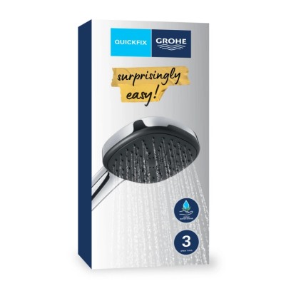 Grohe Ročna prha Vitalio Comfort 110 krom oglata 3 vrste curka Quickfix