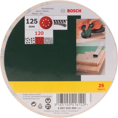 Bosch Set brusilnih listov za ekscentrični brusilnik K120 Ø 125 mm 25 kosov