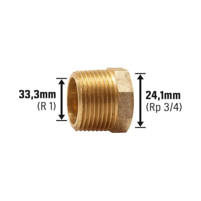 Navojni reducirni kos 24,1 mm (Rp 3/4) x 33,3 (R 1) Bakrova zlitina