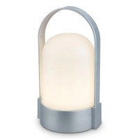 Brilo LED aku. namizna svetilka krom mat Ø 8,5 cm x 15,5 cm