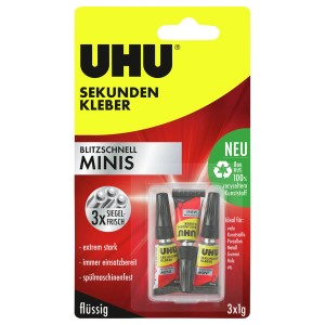 Uhu Sekundno lepilo Blitzschnell Mini 3 x 1 g
