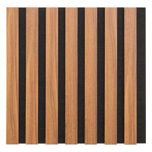 Akustični panel MDF oreh/črni filc 30 x 2,1 x 30 cm 3 kosi