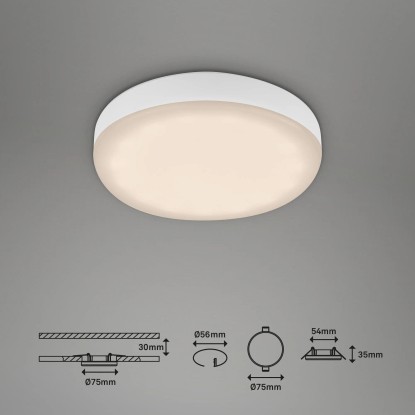 Briloner Vgradna LED-svetilka Plat 3 v kompletu Bela Ø 7,5 cm Topla bela