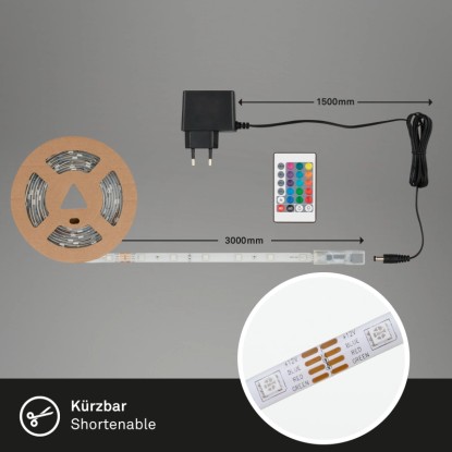 Briloner Gibljiv LED-trak 3 m samolepilen večbarven