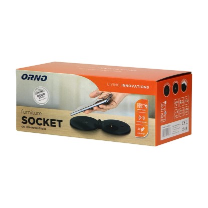 Orno Vgradna namizna vtičnica 2 USB vhoda z 1,8 m kablom črna