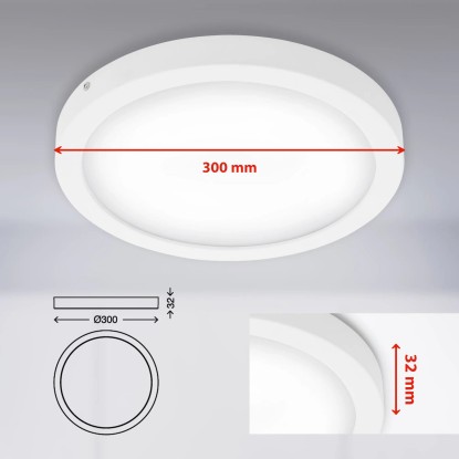 Briloner LED stropna in stenska svetilka Fire bela Ø 30 cm