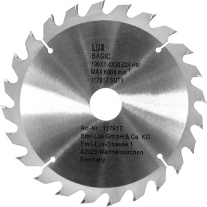 LUX-TOOLS HM List krožne žago Ø 190 mm