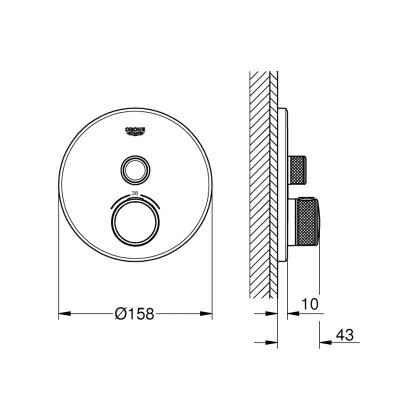 Grohe Termostat Grohtherm SmartControl z 1 zapornim ventilom krom okrogel