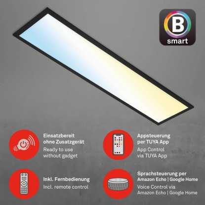Brilo Stropna LED-svetilka Piatto S B-Smart Panel zatemnitvena črna 28 W