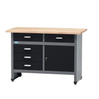 Küpper Delovna miza enojna vrata in 5 predalov 84 x 120 x 60 cm črno-svetlo siva