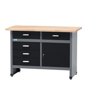 Küpper Delovna miza enojna vrata in 5 predalov 84 x 120 x 60 cm črno-svetlo siva