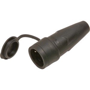 Gumijasta vtičnica z zaščitnim kontaktom s pokrovom črna za zunaj