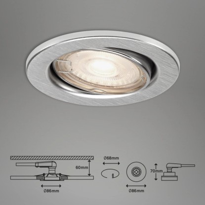 Briloner LED vgradna svetilka 3-delni komplet GU10 aluminij Ø 8,6 cm vrtljiva